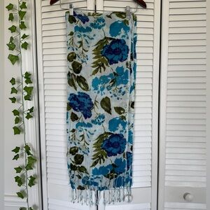 Blue and green patterned scarf